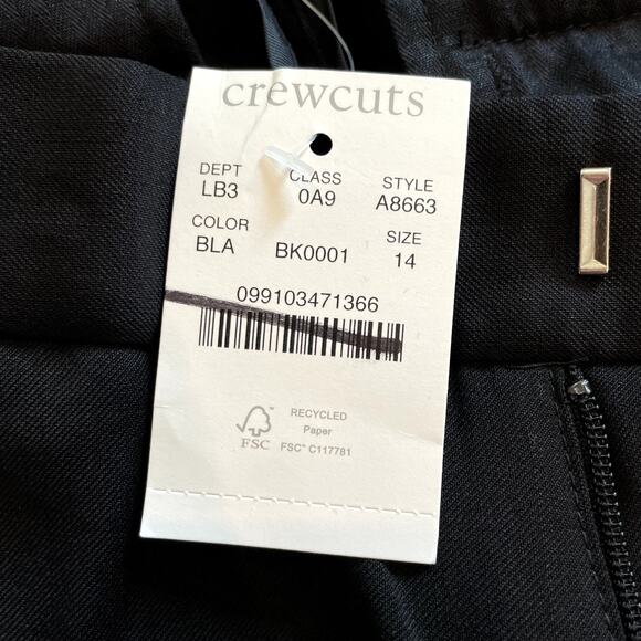 J.Crew Boys Slim Ludlow Tuxedo Pant Italian Wool Special Occasion A8663 Black 14 - Picture 14 of 16